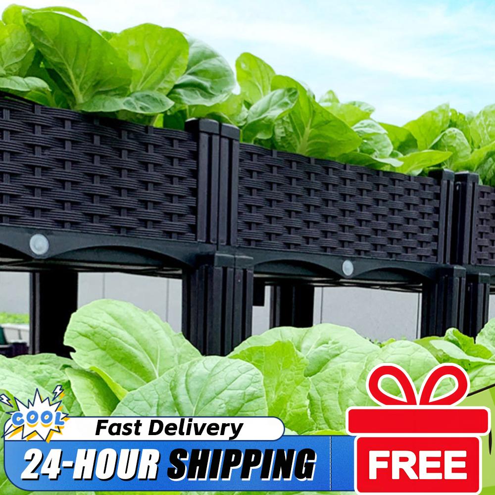 Gardening Tools Box - Fioriera Rialzata in Plastica con Gambe,