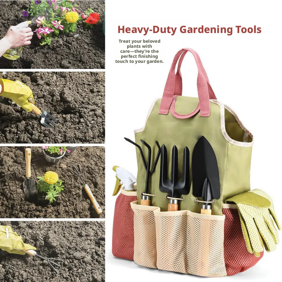 Gardening Tools Gift Set - Set di 9 attrezzi da giardinaggio